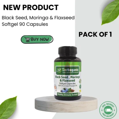 Black Seed, Moringa & Flaxseed Softgel Capsules - Pack of 1, Immune Boosting - Изображение 1 из 3
