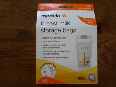 MEDELA Muttermilchbeutel -Auffangbeutel 180ml 25 Stück + Transport Beutel - Bild 1 von 3