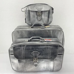 3 Pc American Tourister Luggage Set Lot Marbled Gray No Keys VTG - Picture 1 of 12