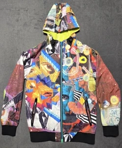 Volcom Jacket Mens Small Windbreaker Full Zip Hooded Lightweight Sub Nation AOP - Picture 1 of 8