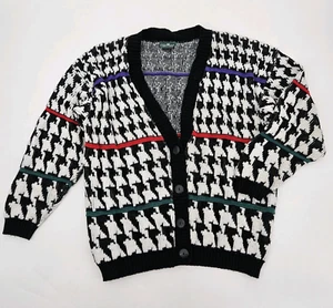 Vintage Cabin Creek Cardigan Sweater Houndstooth Women's Size Medium Acrylic - Picture 1 of 13