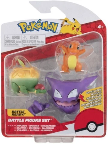 Pokemon 3 pc Battle Figure Set ~ HAUNTER, Charmander, & Appletun ~ NEW ~ SEALED Cover