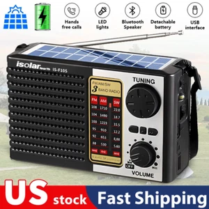 Solar Portable FM/AM SW Radio Digital Bluetooth Speaker MP3 Player Rechargeable - Picture 1 of 14