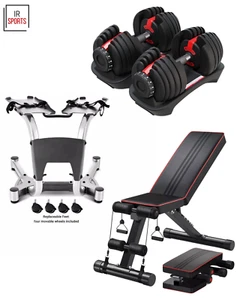 Adjustable Dumbbells 40kg Set 80kg Weight with Bench & Rack Home Gym Exercise - Picture 1 of 11