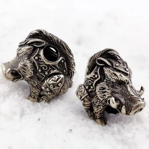 CooB EDC Silver Paracord Beads Bead Charm Wild Boar for Paracord Knife Lanyard - Picture 1 of 5
