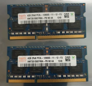 Hynix 8GB 2X4GB DDR3 2RX8 1600MHz PC3L-12800S 204pin SODIM Laptop Memory RAM - Picture 1 of 1