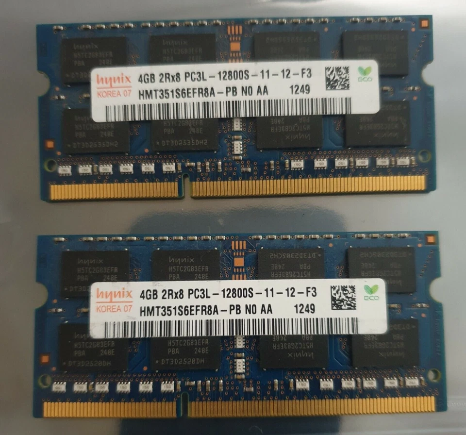 Hynix 8GB 2X4GB DDR3 2RX8 1600MHz PC3L-12800S 204pin SODIM Laptop Memory RAM  - Image 1 of 1