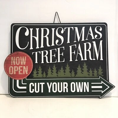 "Letrero de madera de árbol de Navidad granja corta tu propia pared o patio decoración 10""x 14""" Foto 1 de 3