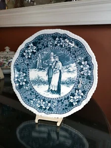 Antique W.T. Copeland & Sons Spode Pilgrims Green Blue 9 1/4" Cabinet Plate - Picture 1 of 11