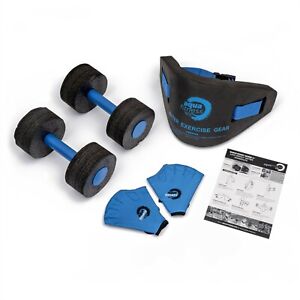 Aqua Fitness 6 Piece Swim Training Set with Belt, Dumbells, Gloves, and Guide