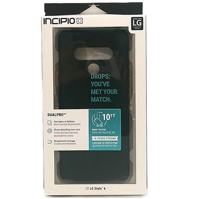 Funda de doble capa Incipio DualPro Series para teléfono inteligente LG Stylo 6 - negra mate Foto 1 de 2