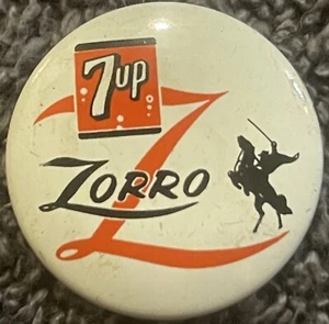Vintage 1957 Walt Disney, 7 UP, Zorro Pin Pinback, TV Memorabilia - Picture 1 of 6