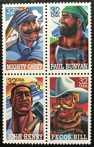 1996 Scott #3083-3086, 32¢, FOLK HEROES - Mint NH - Block of 4 - Picture 1 of 1