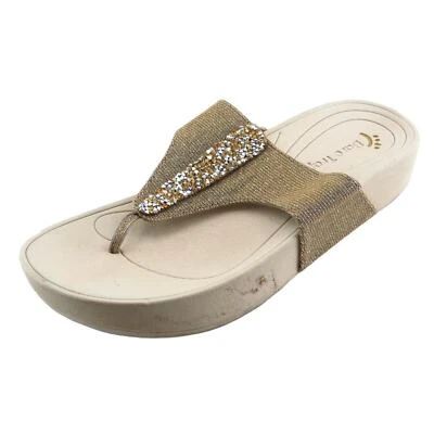 Sandalias Bare Traps talla 8 M doradas chanclas sintéticas para mujer Foto 1 de 4