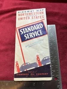 Mapa de autopistas de servicio de petróleo estándar vintage de 1930, John Ankerstrom - Jamestown, ND - Imagen 1 de 17