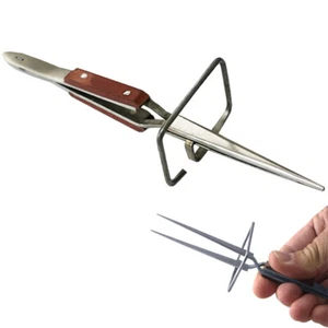 Fiber Grip Tweezers Cross Lock Self Closing W Stand Third Hand Jewelry Soldering - Picture 1 of 9