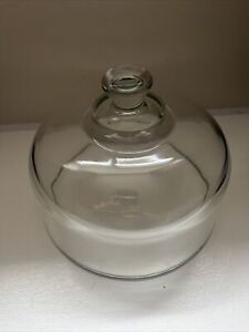  Vintage Glass Cake Dome Cover Beautiful Thick Glass 6.5”
