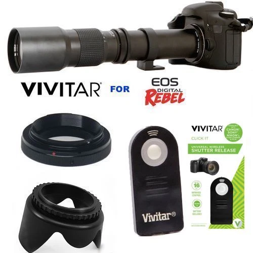 HD 500MM TELE ZOOM LENS + REMOTE FOR CANON EOS 5D 7D 60D 50D 30D T3 T6 T7 T5i 6D - Image 1 of 4