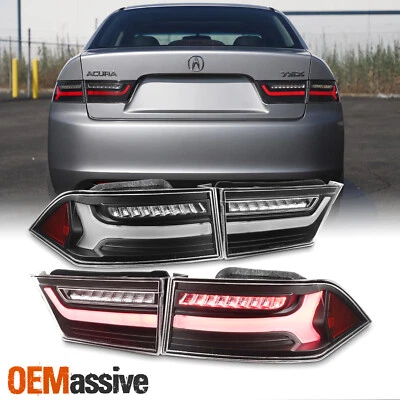 For 2004-2008 Acura TSX LED Light Bar Tail Lights Brake Lamp - Black Housing - Image 1 of 4