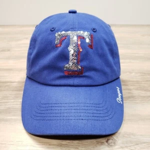 Texas Rangers Mütze Kappe Riemen hinten 47 Damen Pailletten Glitzer Logo blau Baumwolle Adj - Bild 1 von 11