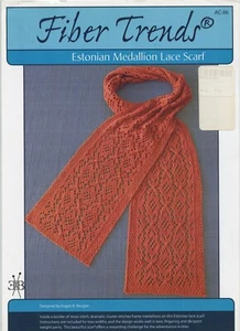 Fiber Trends Knitting Pattern AC-86 Estonian Medallion Lace Scarf - Picture 1 of 2