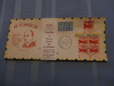 US # C 33 5 Cent Airmail Set Of 5 Pent Arts Cachet Special Del FDC W/Label  #10  - Image 1 of 4