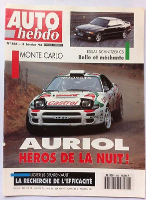 AUTO HEBDO 866 du 3/02/1993; Auriol/ Ligier JS 39/ Renault/ Essai Schnitzer CS - Photo 1/2