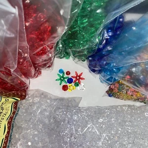 Lot Faceted Plastic Round & Cartwheel Beads for Christmas Ornaments & Jewelry - Picture 1 of 12