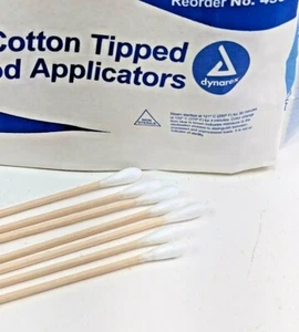 Dynarex 6" Cotton Tipped Swabs Applicators Long Wood Handle 100 Pieces - Picture 1 of 5