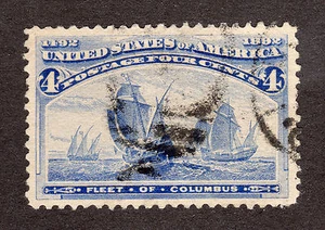 US # 233 (1893) 4c, Used; Grade: VF/XF {Fleet of Columbus} - Picture 1 of 2