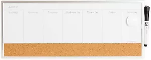 Calendario magnetico orizzontale settimanale cancellabile a secco e sughero 7"x16" - Foto 1 di 4