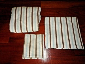 JUEGO DE SÁBANAS DOBLES RESTAURACIÓN BEBÉ Y NIÑO ITALIANO CONTRASTE RAYAS MARRÓN AZUL (3 PIEZAS) - Imagen 1 de 9