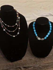 LIA SOPHIA Lot of 2 Necklaces One Chunky & one 3 Tier New 16"+ - Picture 1 of 8