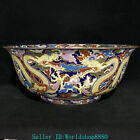24.4'' Qianlong Marked Ancient China Enamel Color Porcelain Nine Dragon Bowl