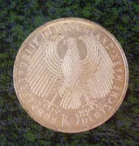 GERMANY 10 Mark 1989 Silver 40th Years of Federal Republic 'UNC'. - Picture 1 of 2
