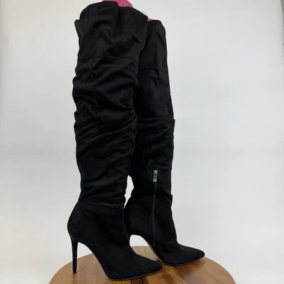 Botas para mujer Jessica Simpson Ladee negras de gamuza sintética crujientes por encima de la rodilla talla 10 Foto 1 de 4