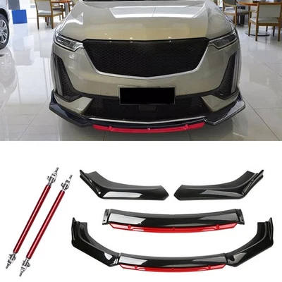For Cadillac XT4 XT5 XT6 Front Bumper Lip Layer Splitter Body Spoiler Black +Red Foto 1 de 4