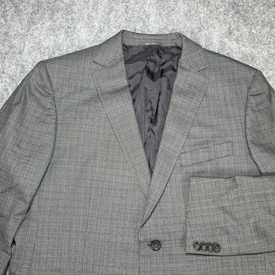 Z Zegna 男式双纽扣凹槽翻领西装外套灰色羊毛 52 R 码 — 第 1/4 张图片