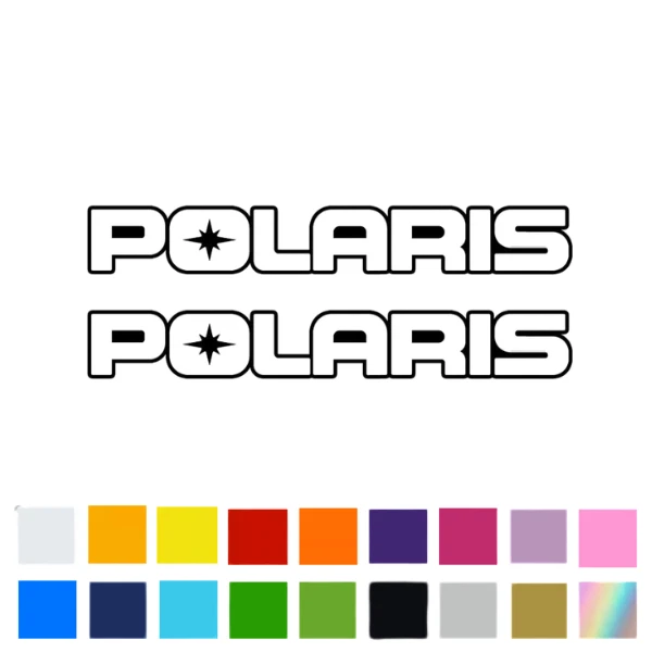 PACK DE 2 CALCOMANÍAS DE VINILO PREMIUM POLARIS ELIGE EL TAMAÑO DEL COLOR moto de nieve de carreras Foto 1 de 3