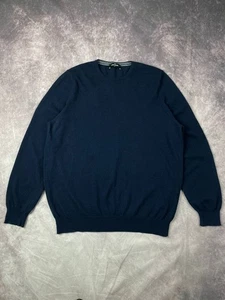 GRAN SASSO 100% Cashemere Knit Sweater Mens XL 56 Navy Blue Made in Italy - Picture 1 of 6