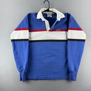 Vintage Lands End Rugby Shirt Mens Large Heavy Cotton Long Sleeve Made in USA - Picture 1 of 15