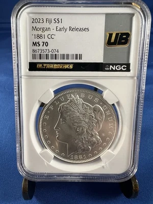Moeda Ultra Break 2023 Fiji S$1 Morgan Early Release 1881 CC MS 70 MGC - Imagem 1 de 2