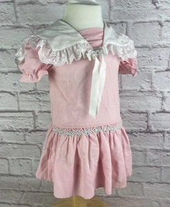 Vintage Polly Flinders Smocked Girls Dress Pink White  Cottagecore Sz 2T - Picture 1 of 9