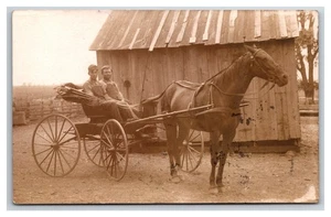RPPC ~ Farm boys in Horse pulled Carriage ~ PM MINONK ILLINOIS IL - Picture 1 of 2