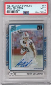 KEON COLEMAN 2024 CLEARLY DONRUSS RATED ROOKIE RC AUTO #67 PSA 9 MINT **BILLS** - Picture 1 of 2