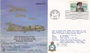 50th Anniv B 17 Fortress Signed P M Rasmussen Pearl Harbour Pilot 1 Victory - Picture 1 of 5