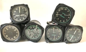 Vintage Airplane Dashboard Gauges Manufactured By Borg Amphenol Lear Lot Of 6 - Bild 1 von 21