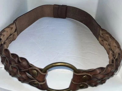 Hermoso Cinturón Chico’s Mujer Cuero Trenzado Latón Ancho Marrón S/M Foto 1 de 4