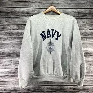 Sudadera De Colección Azul Marino Para Hombre Grande Gris MV Sport Pro Weave Academia Naval de Estados Unidos Años 90 - Imagen 1 de 8