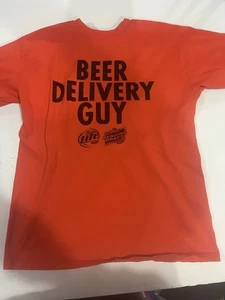 Vintage Miller Lite Beer Delivery Guy Orange Medium Tee Shirt - Picture 1 of 7